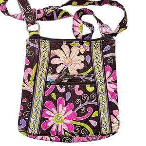 Vera Bradley Brown Pink Paisley Canvas Crossbody Handbag Bag Purse Casual